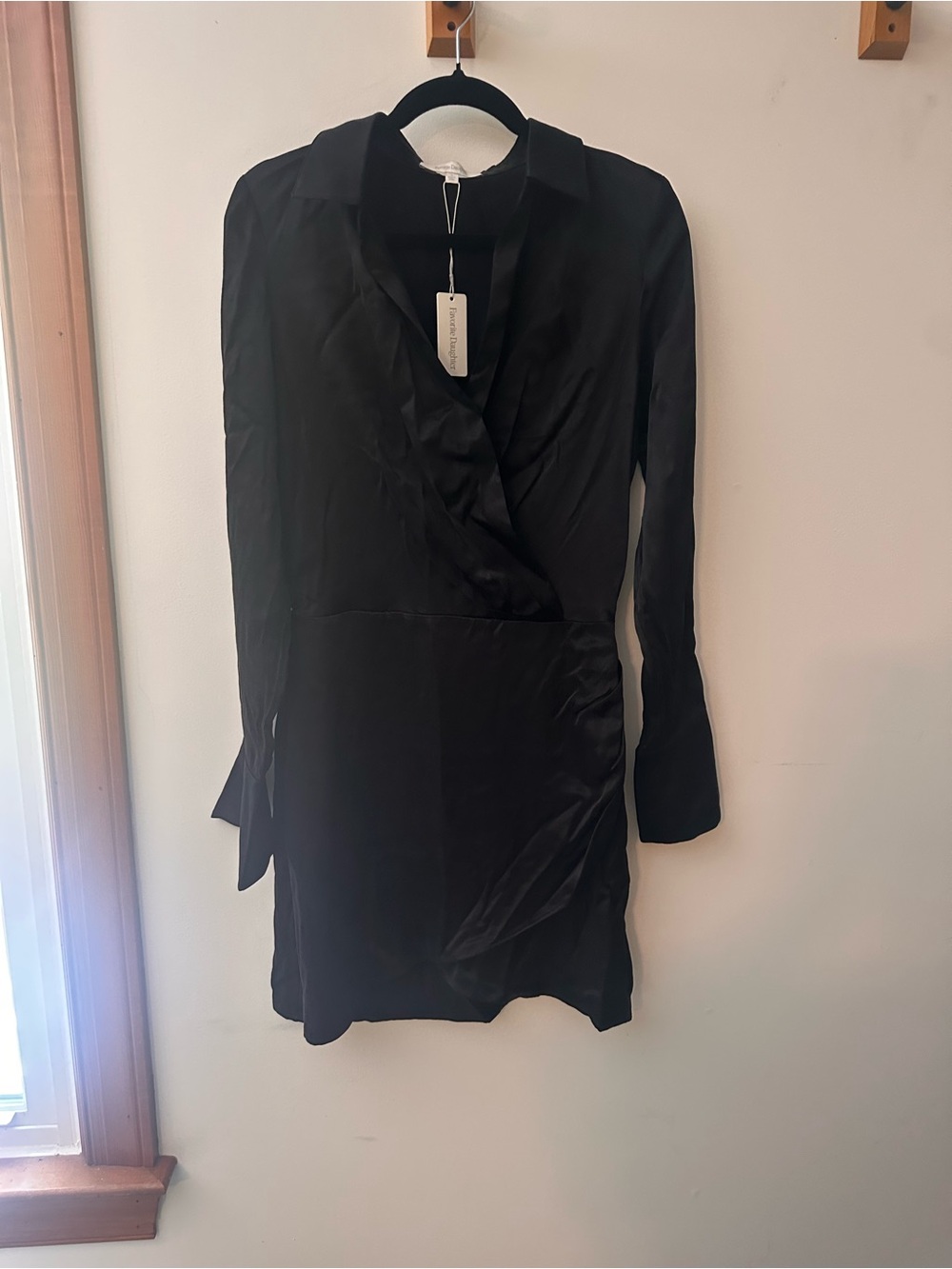 Favorite Daughter Black Long-Sleeve Wrap Dress